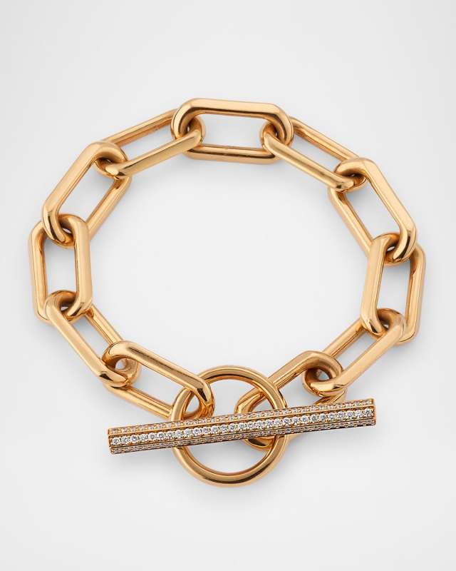 18K Rose Gold and Diamond Jumbo Chain Link Toggle Bracelet